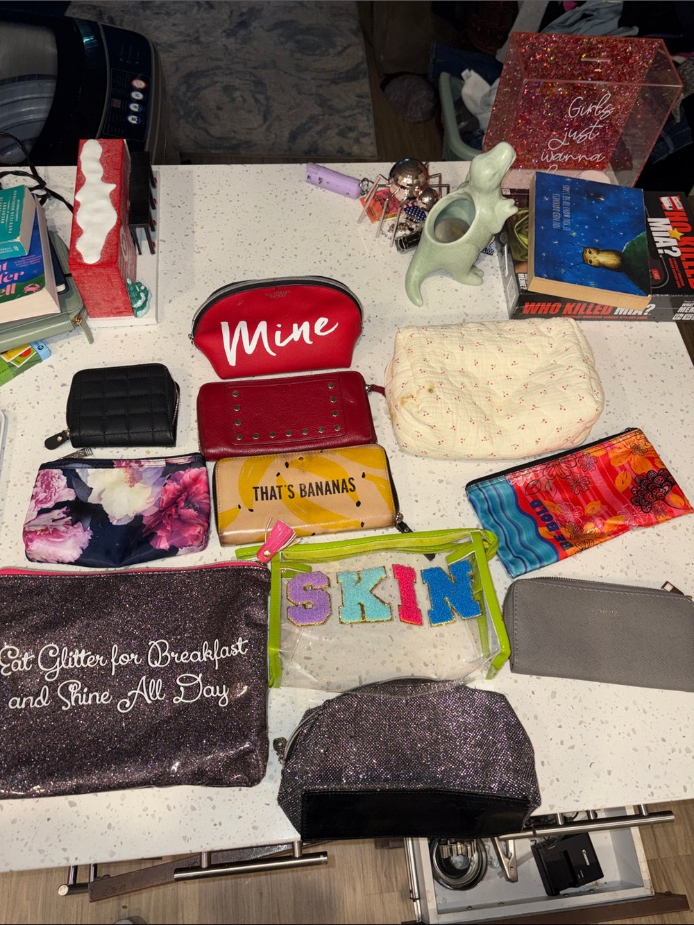 Red "Mine" Cosmetic Pouch